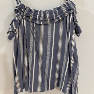 Blue and white small striped tank Hollister